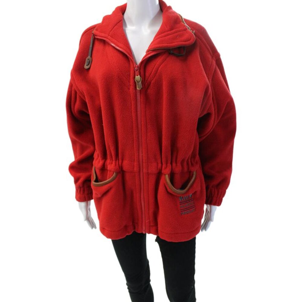 Killy Women Red 90s High Neck Drawstring Jacket Long Sleeve Size S